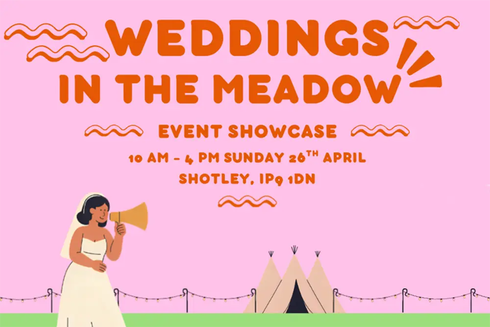 Aerial view of a triple tipi wedding setup in Stowmarket, Suffolk